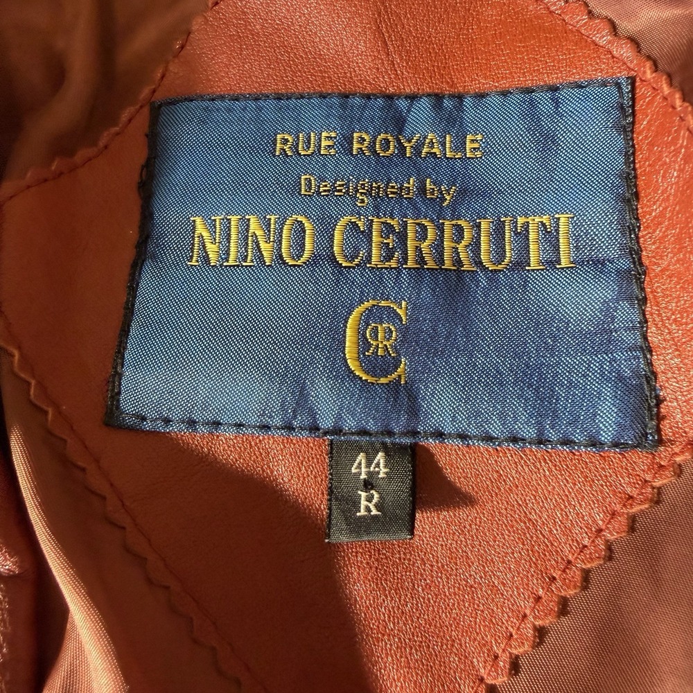 VTG Rue Royale Nino Cerruti Mens Leather Jacket 44R Rust/Brown Fall Old Money - Picture 6 of 7